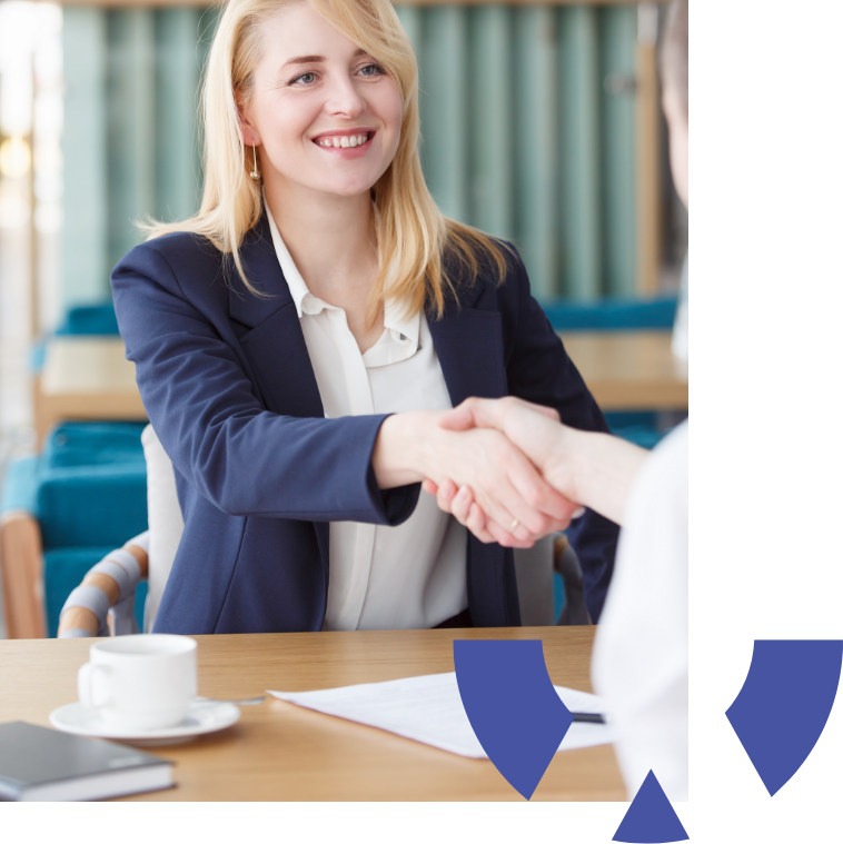 Young woman shaking hands